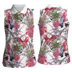 Australia Pink Galah Women Sleeveless Polo Shirt Rose-breasted Cockatoo Pineapple Seamless Vibes - Aussie Hoodie
