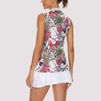 Australia Pink Galah Women Sleeveless Polo Shirt Rose-breasted Cockatoo Pineapple Seamless Vibes - Aussie Hoodie