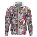 Australia Pink Galah Zip Hoodie Rose-breasted Cockatoo Pineapple Seamless Vibes - Aussie Hoodie