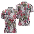 Australia Pink Galah Zipper Polo Shirt Rose-breasted Cockatoo Pineapple Seamless Vibes - Aussie Hoodie