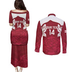 Custom England Rugby 2025 Couples Matching Puletasi and Long Sleeve Button Shirt Go Champions Red Rose