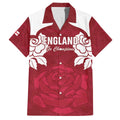 Custom England Rugby 2025 Family Matching Off The Shoulder Long Sleeve Dress and Hawaiian Shirt Go Champions Red Rose