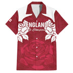Custom England Rugby 2025 Family Matching Off The Shoulder Long Sleeve Dress and Hawaiian Shirt Go Champions Red Rose