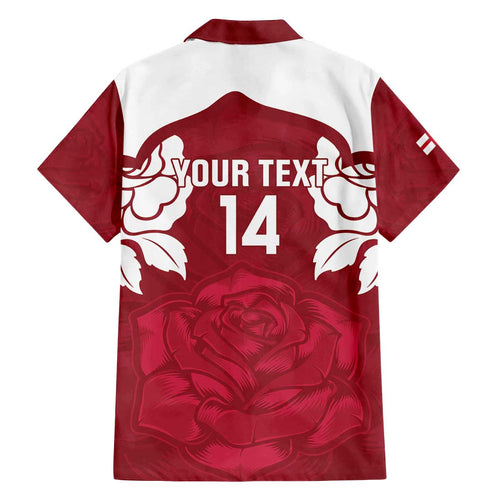 Custom England Rugby 2025 Family Matching Off The Shoulder Long Sleeve Dress and Hawaiian Shirt Go Champions Red Rose