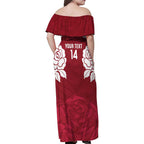 Custom England Rugby 2025 Family Matching Off Shoulder Maxi Dress and Hawaiian Shirt Go Champions Red Rose