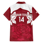 Custom England Rugby 2025 Family Matching Short Sleeve Bodycon Dress and Hawaiian Shirt Go Champions Red Rose