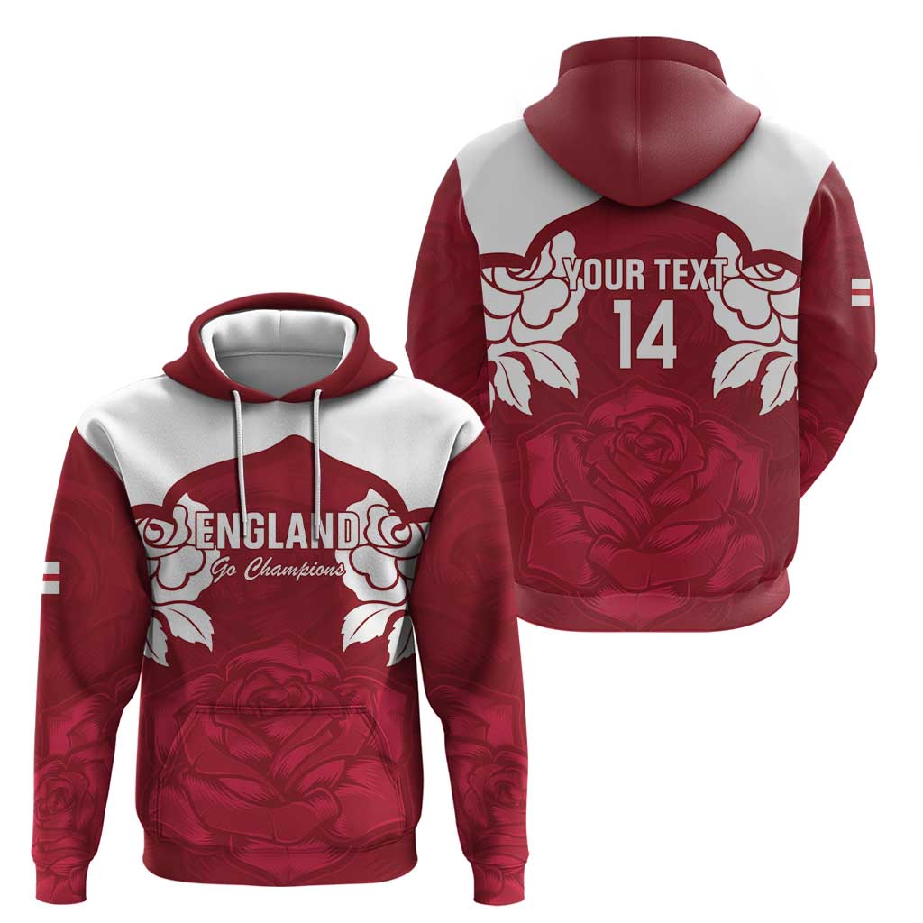 Custom England Rugby 2025 Hoodie Go Champions Red Rose