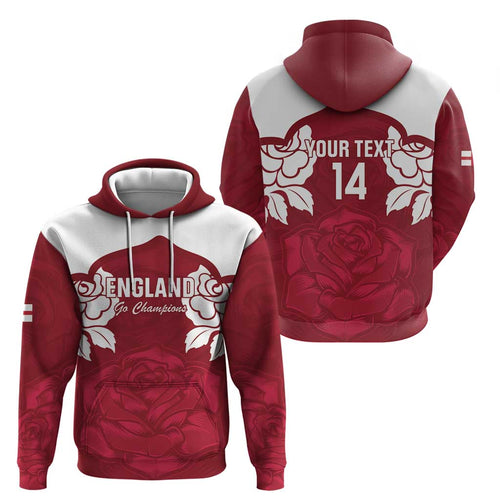 Custom England Rugby 2025 Hoodie Go Champions Red Rose