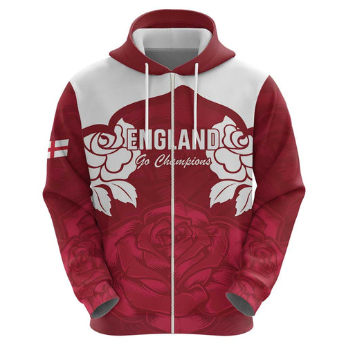 Custom England Rugby 2025 Hoodie Go Champions Red Rose