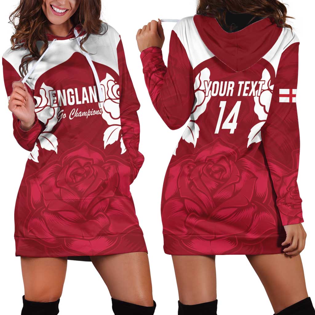 Custom England Rugby 2025 Hoodie Dress Go Champions Red Rose