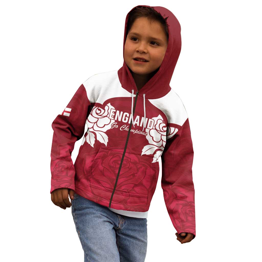 Custom England Rugby 2025 Kid Hoodie Go Champions Red Rose