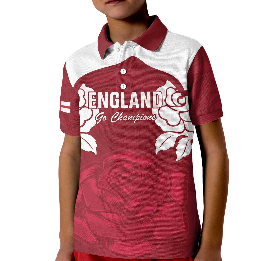 Custom England Rugby 2025 Kid Polo Shirt Go Champions Red Rose