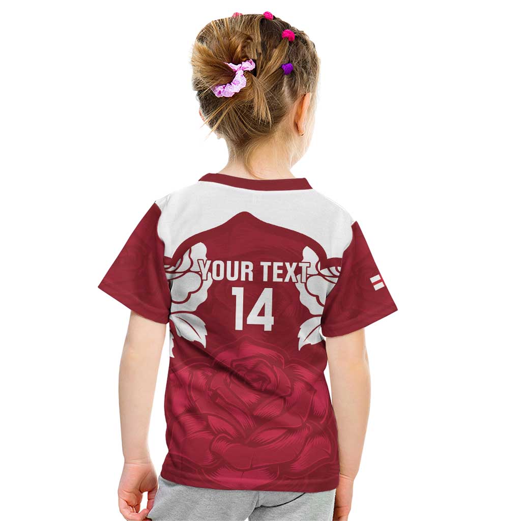Custom England Rugby 2025 Kid T Shirt Go Champions Red Rose