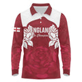Custom England Rugby 2025 Long Sleeve Polo Shirt Go Champions Red Rose