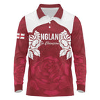 Custom England Rugby 2025 Long Sleeve Polo Shirt Go Champions Red Rose