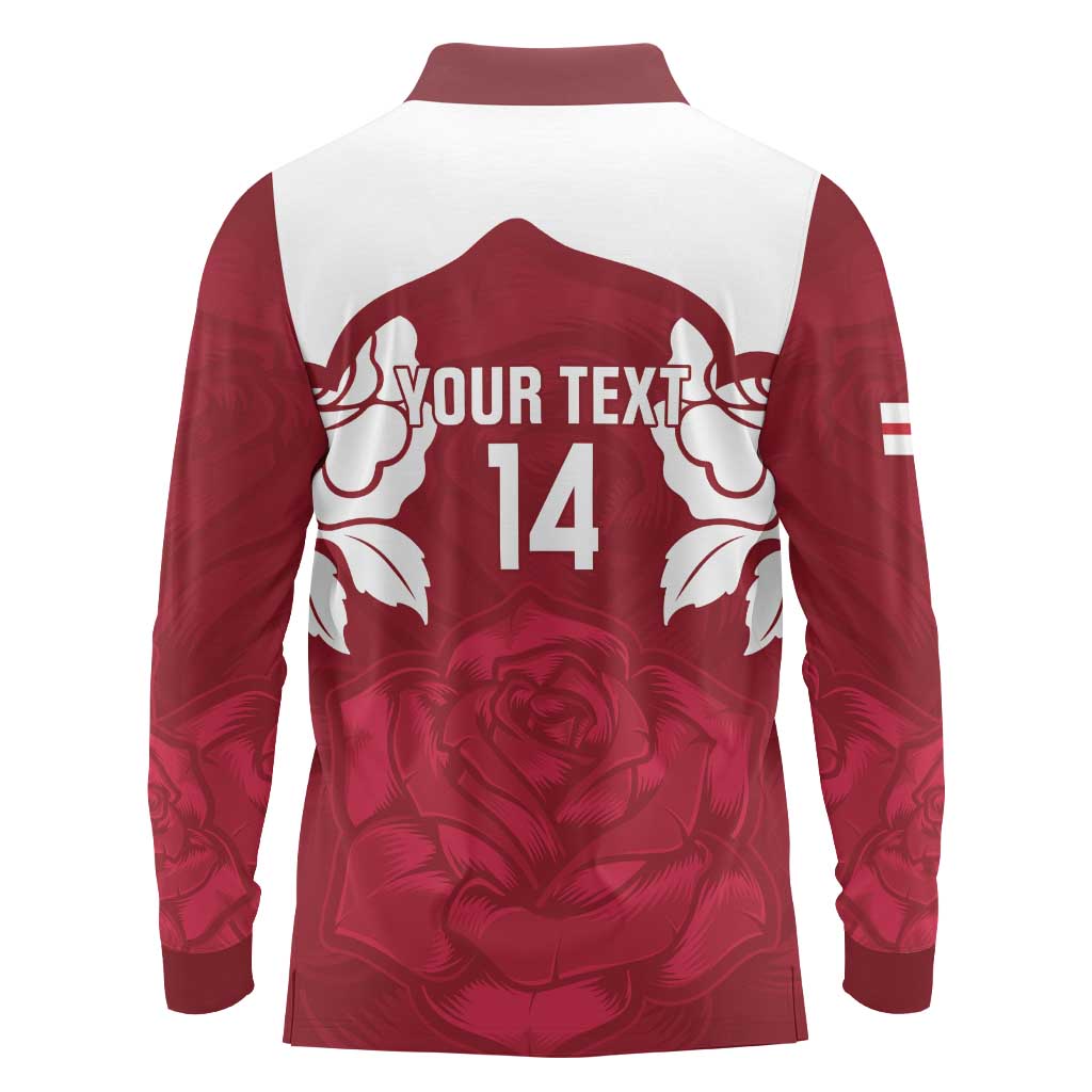 Custom England Rugby 2025 Long Sleeve Polo Shirt Go Champions Red Rose