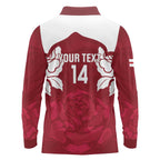 Custom England Rugby 2025 Long Sleeve Polo Shirt Go Champions Red Rose