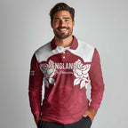 Custom England Rugby 2025 Long Sleeve Polo Shirt Go Champions Red Rose