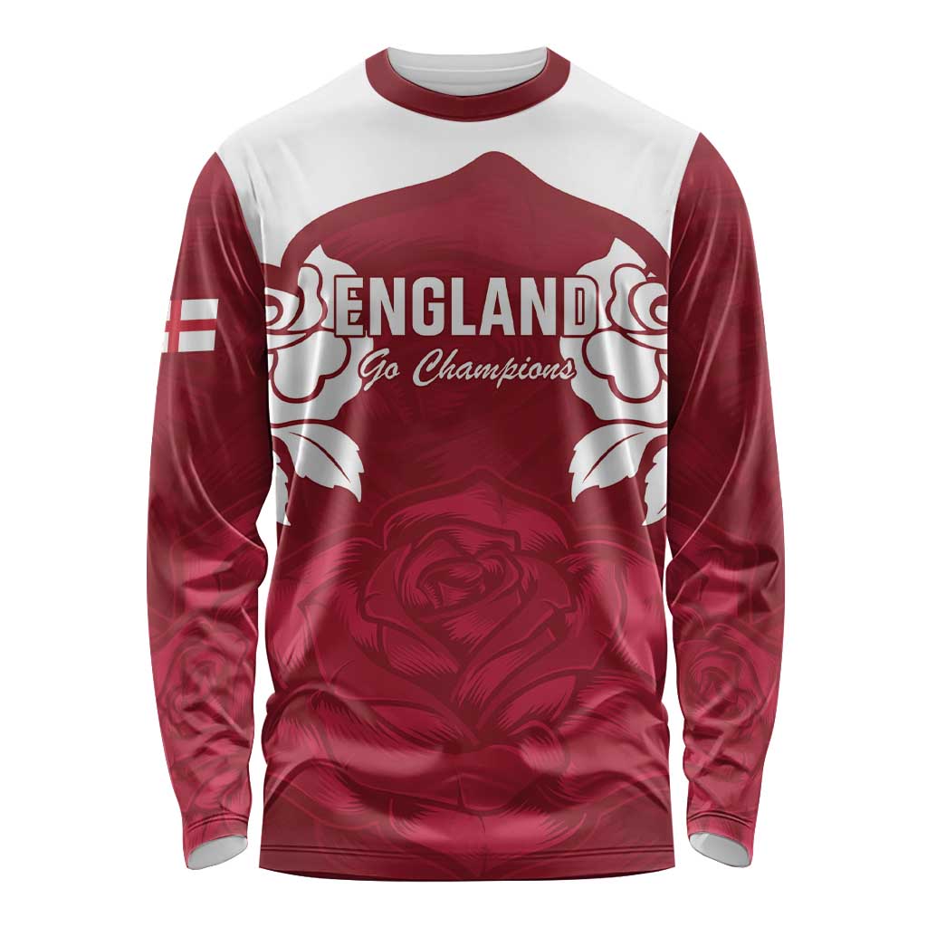 Custom England Rugby 2025 Long Sleeve Shirt Go Champions Red Rose