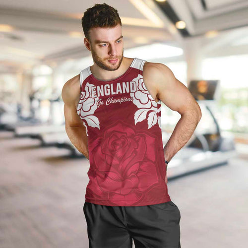 Custom England Rugby 2025 Men Tank Top Go Champions Red Rose
