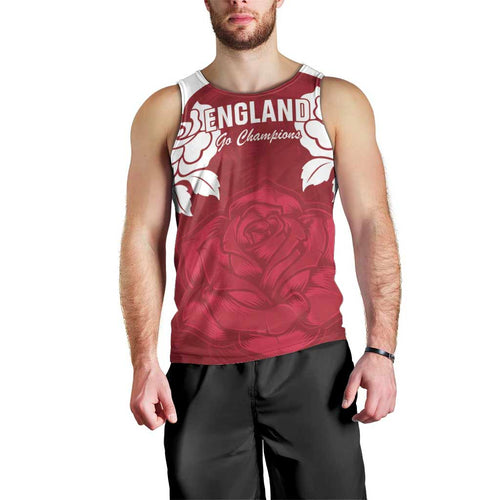 Custom England Rugby 2025 Men Tank Top Go Champions Red Rose