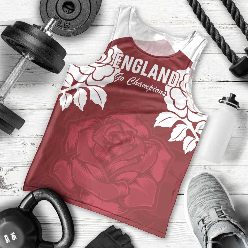 Custom England Rugby 2025 Men Tank Top Go Champions Red Rose