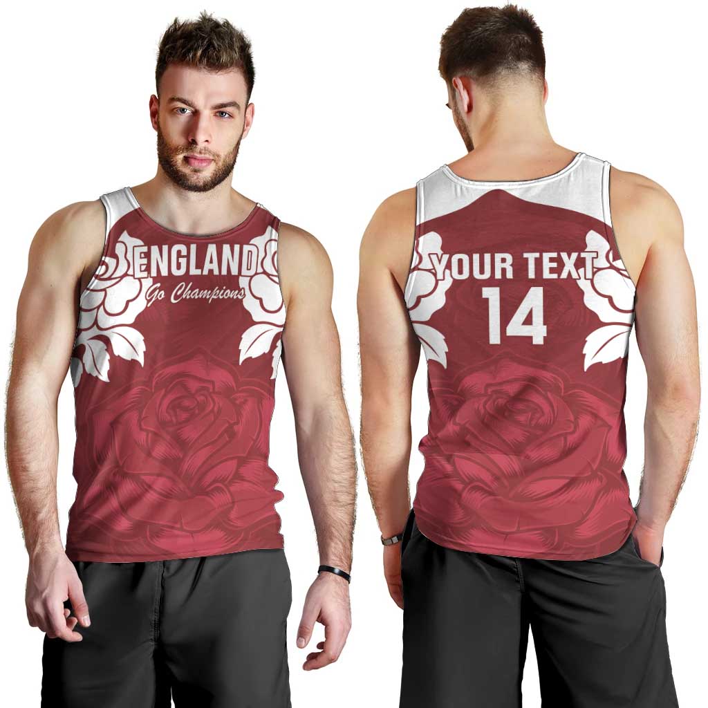 Custom England Rugby 2025 Men Tank Top Go Champions Red Rose