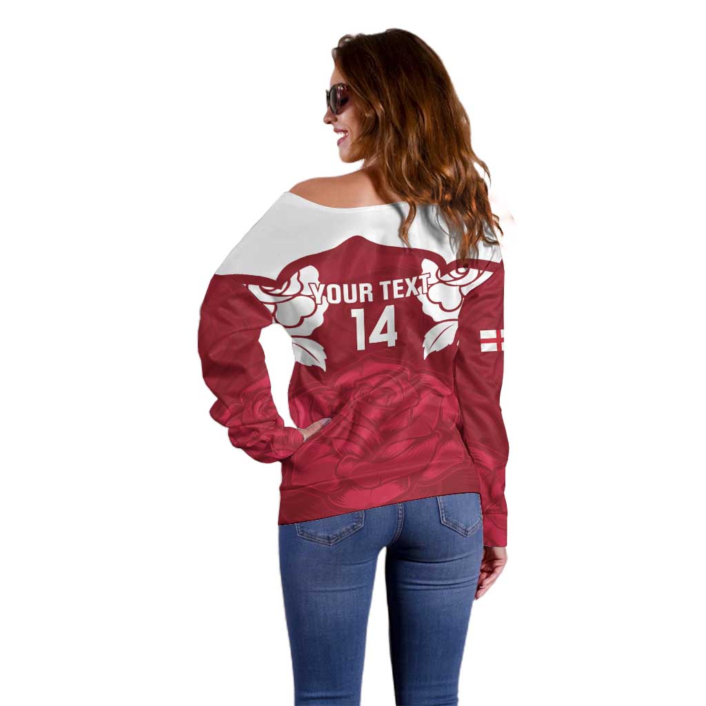Custom England Rugby 2025 Off Shoulder Sweater Go Champions Red Rose