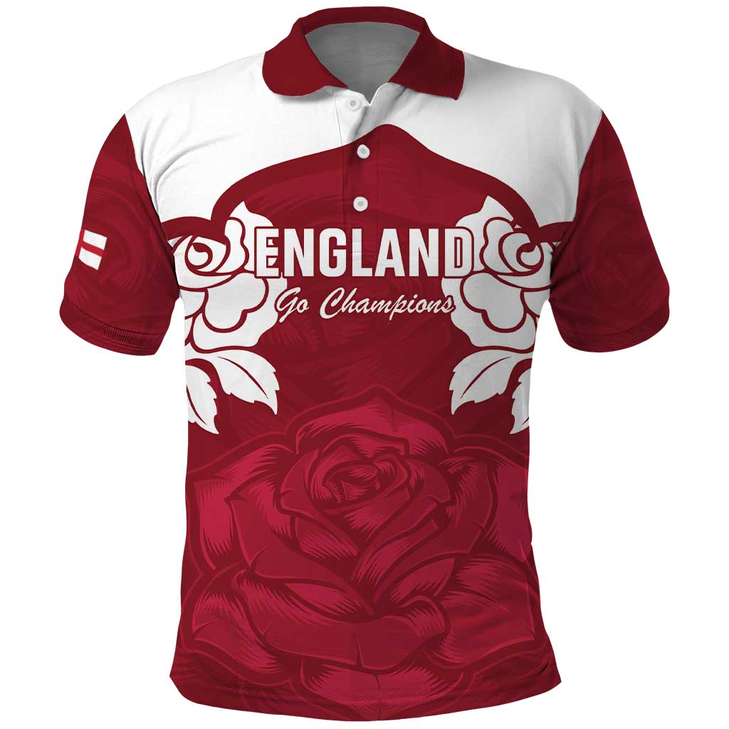 Custom England Rugby 2025 Polo Shirt Go Champions Red Rose