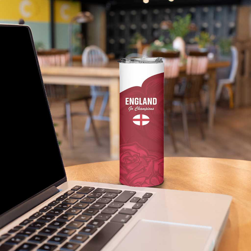 Custom England Rugby 2025 Skinny Tumbler Go Champions Red Rose