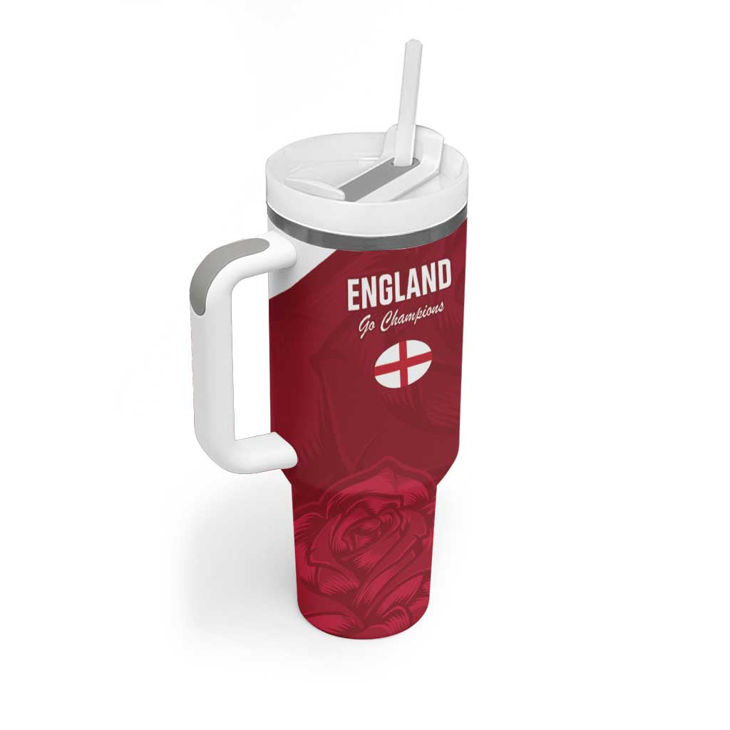 Custom England Rugby 2025 Tumbler With Handle Go Champions Red Rose