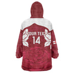 Custom England Rugby 2025 Wearable Blanket Hoodie Go Champions Red Rose