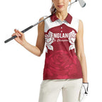 Custom England Rugby 2025 Women Sleeveless Polo Shirt Go Champions Red Rose