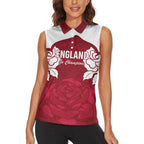 Custom England Rugby 2025 Women Sleeveless Polo Shirt Go Champions Red Rose