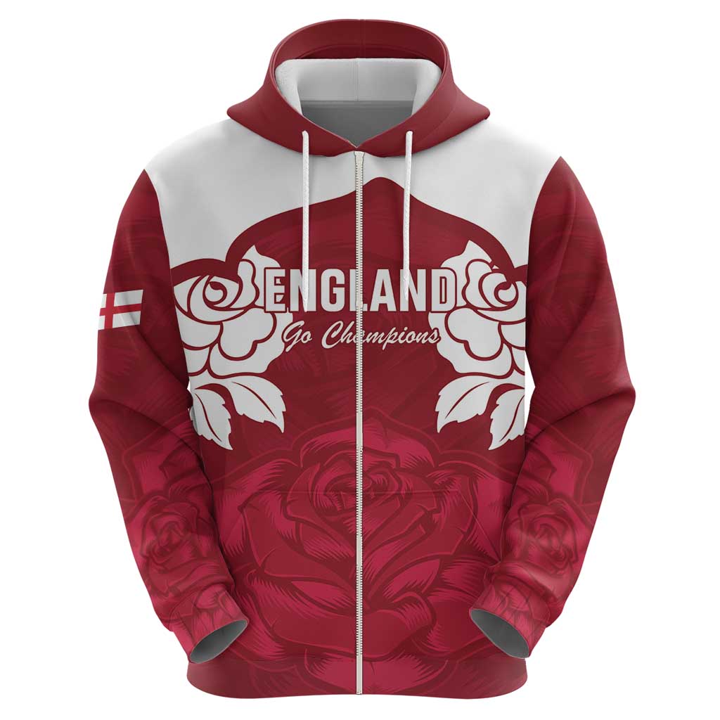 Custom England Rugby 2025 Zip Hoodie Go Champions Red Rose