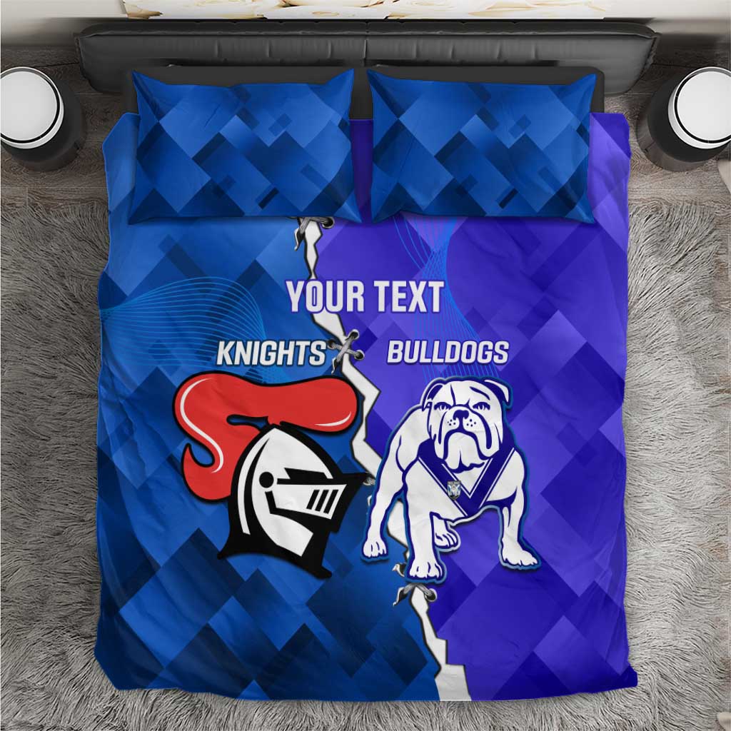 Custom Bulldogs And Knights Rugby 2025 Bedding Set Dynamic Style