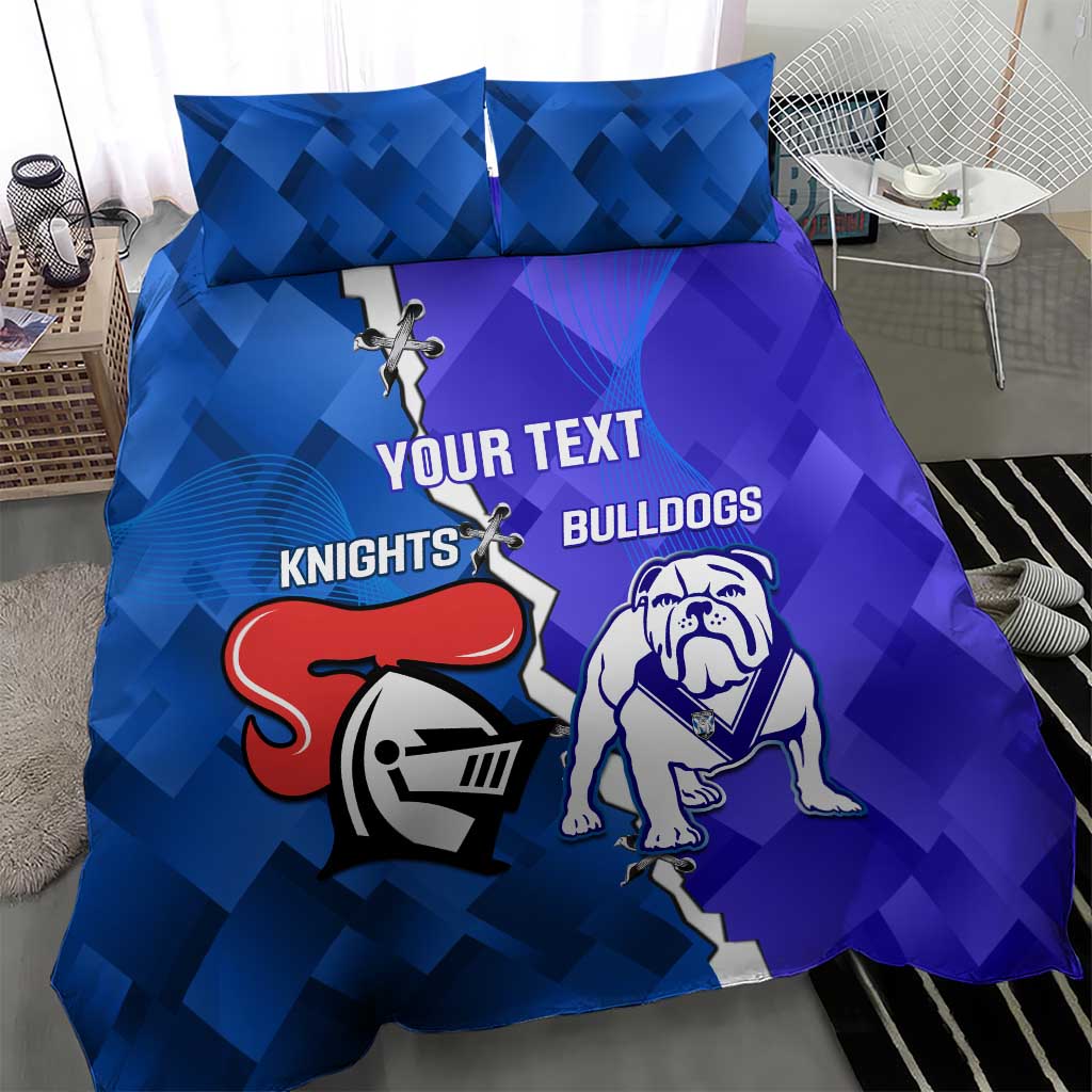 Custom Bulldogs And Knights Rugby 2025 Bedding Set Dynamic Style