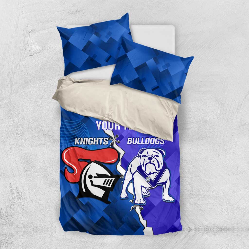 Custom Bulldogs And Knights Rugby 2025 Bedding Set Dynamic Style