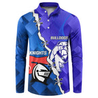 Custom Bulldogs And Knights Rugby 2025 Button Sweatshirt Dynamic Style