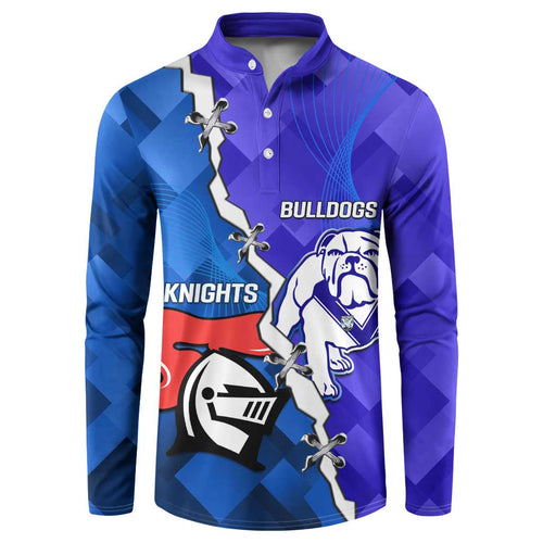 Custom Bulldogs And Knights Rugby 2025 Button Sweatshirt Dynamic Style
