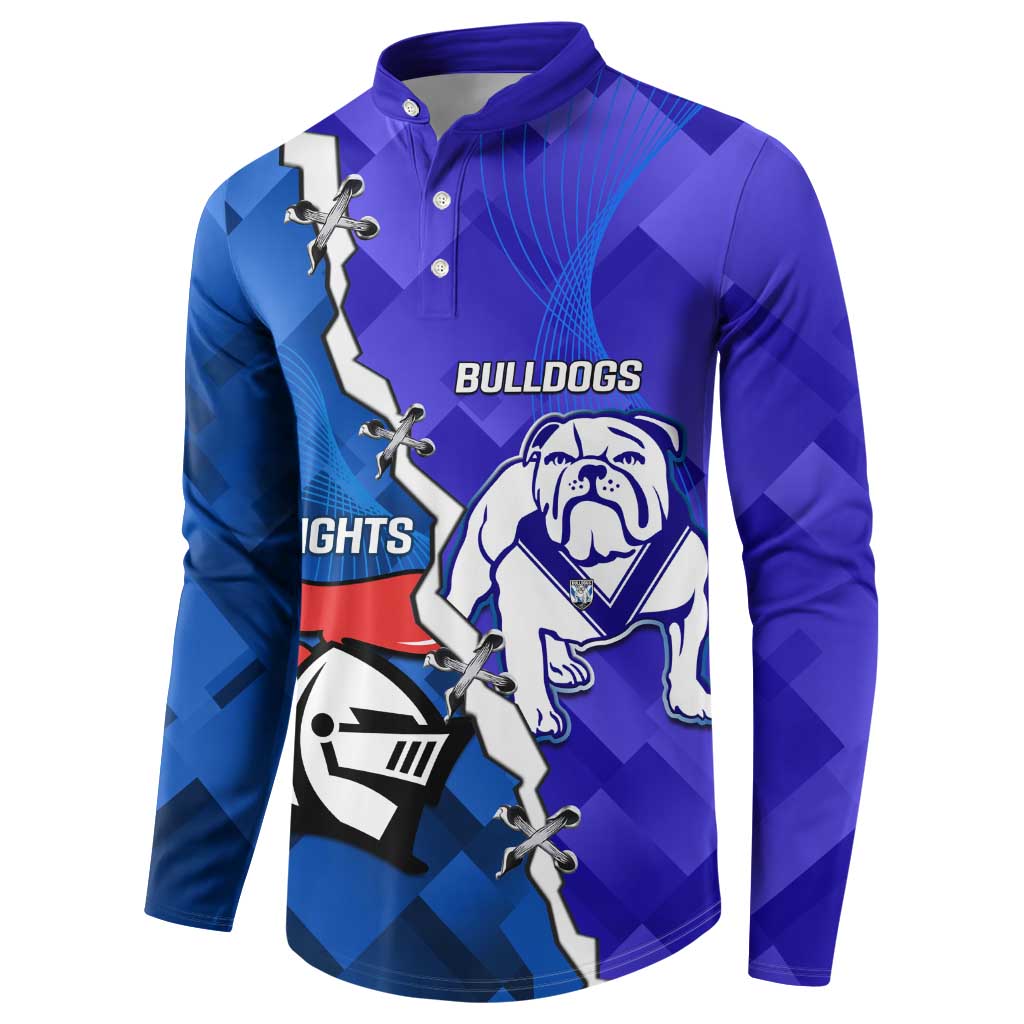 Custom Bulldogs And Knights Rugby 2025 Button Sweatshirt Dynamic Style