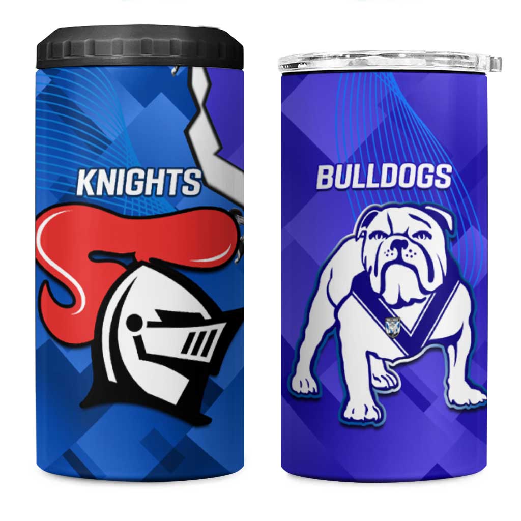 Custom Bulldogs And Knights Rugby 2025 4 in 1 Can Cooler Tumbler Dynamic Style
