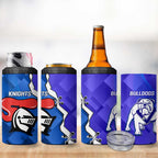 Custom Bulldogs And Knights Rugby 2025 4 in 1 Can Cooler Tumbler Dynamic Style