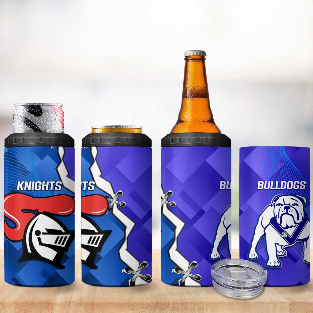 Custom Bulldogs And Knights Rugby 2025 4 in 1 Can Cooler Tumbler Dynamic Style