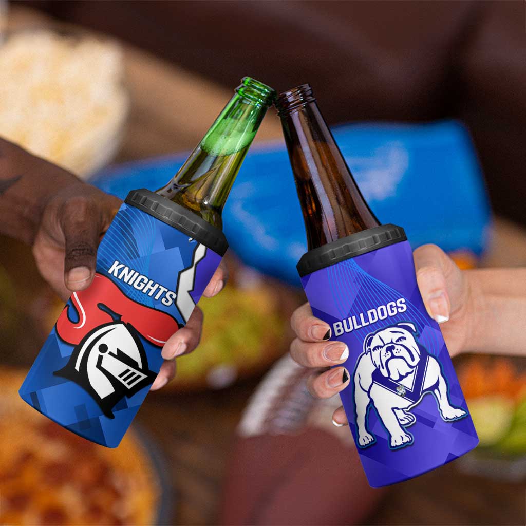 Custom Bulldogs And Knights Rugby 2025 4 in 1 Can Cooler Tumbler Dynamic Style