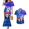 Custom Bulldogs And Knights Rugby 2025 Couples Matching Mermaid Dress and Hawaiian Shirt Dynamic Style