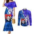 Custom Bulldogs And Knights Rugby 2025 Couples Matching Mermaid Dress and Long Sleeve Button Shirt Dynamic Style