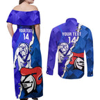 Custom Bulldogs And Knights Rugby 2025 Couples Matching Off Shoulder Maxi Dress and Long Sleeve Button Shirt Dynamic Style