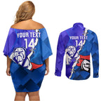Custom Bulldogs And Knights Rugby 2025 Couples Matching Off Shoulder Short Dress and Long Sleeve Button Shirt Dynamic Style