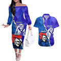 Custom Bulldogs And Knights Rugby 2025 Couples Matching Off The Shoulder Long Sleeve Dress and Hawaiian Shirt Dynamic Style